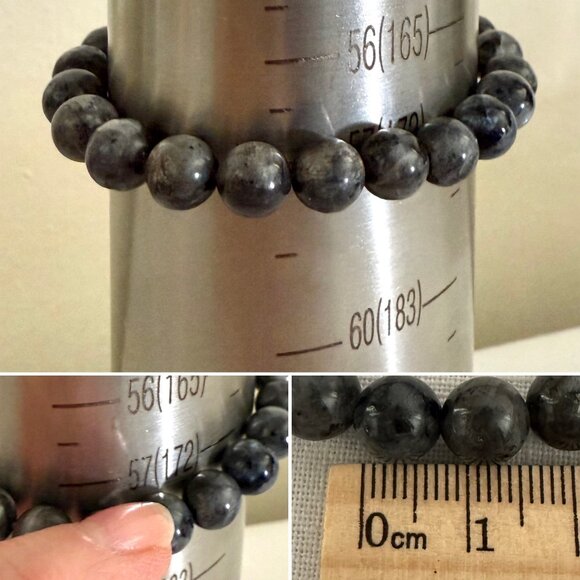 Gray Labradorite Energy Bracelet 6.75 inch Natural Stone Beaded Stretch 8mm Bead - Picture 6 of 11